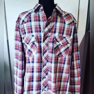 Roebucks plaid button snap western shirt